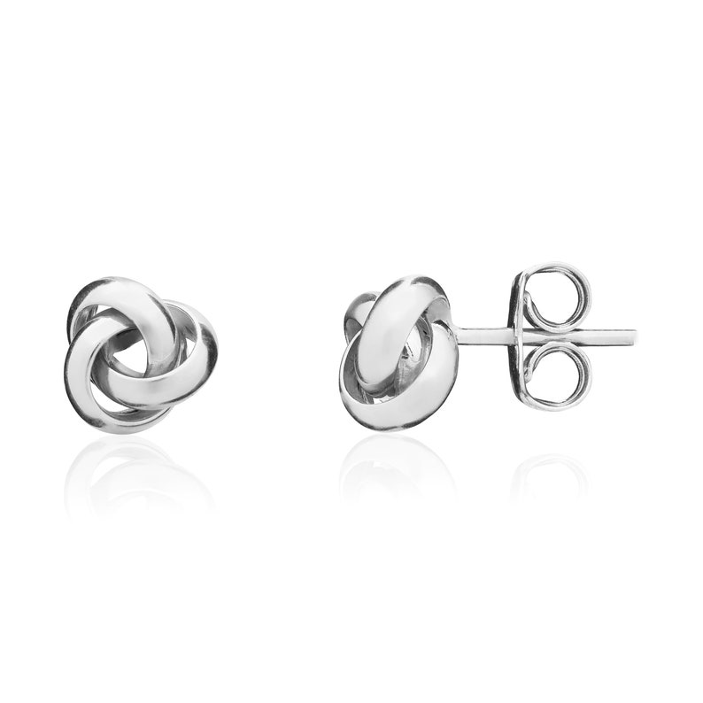 9CT White Gold Polished Knot Stud Earrings image 1