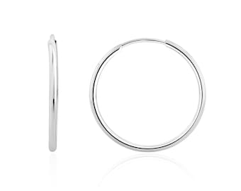 9CT White Gold Thin Sleeper Hoop Earrings