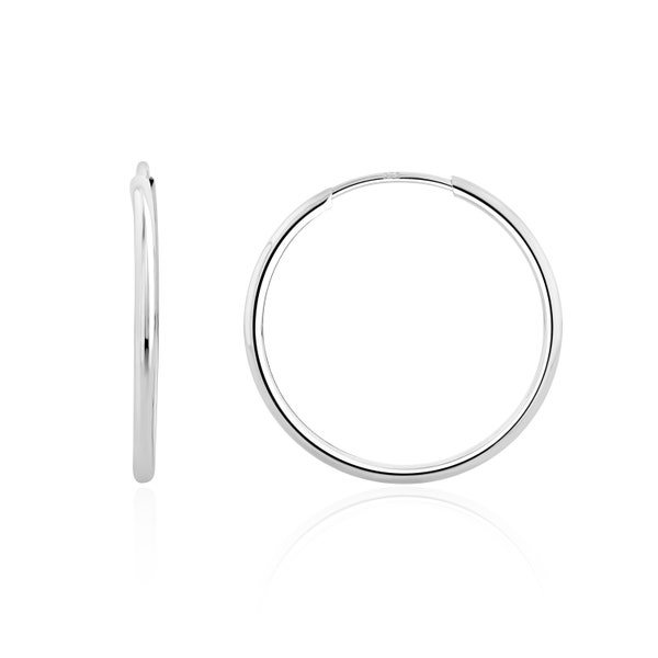 9CT White Gold Thin Sleeper Hoop Earrings