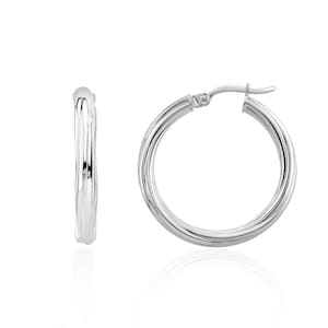 9CT White Gold Twist Hoop Earrings