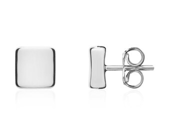 9CT White Gold Polished Square Stud Earrings