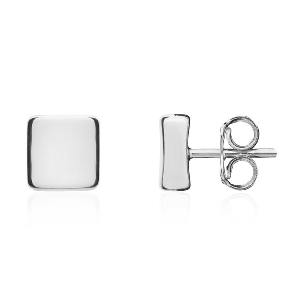 9CT White Gold Polished Square Stud Earrings