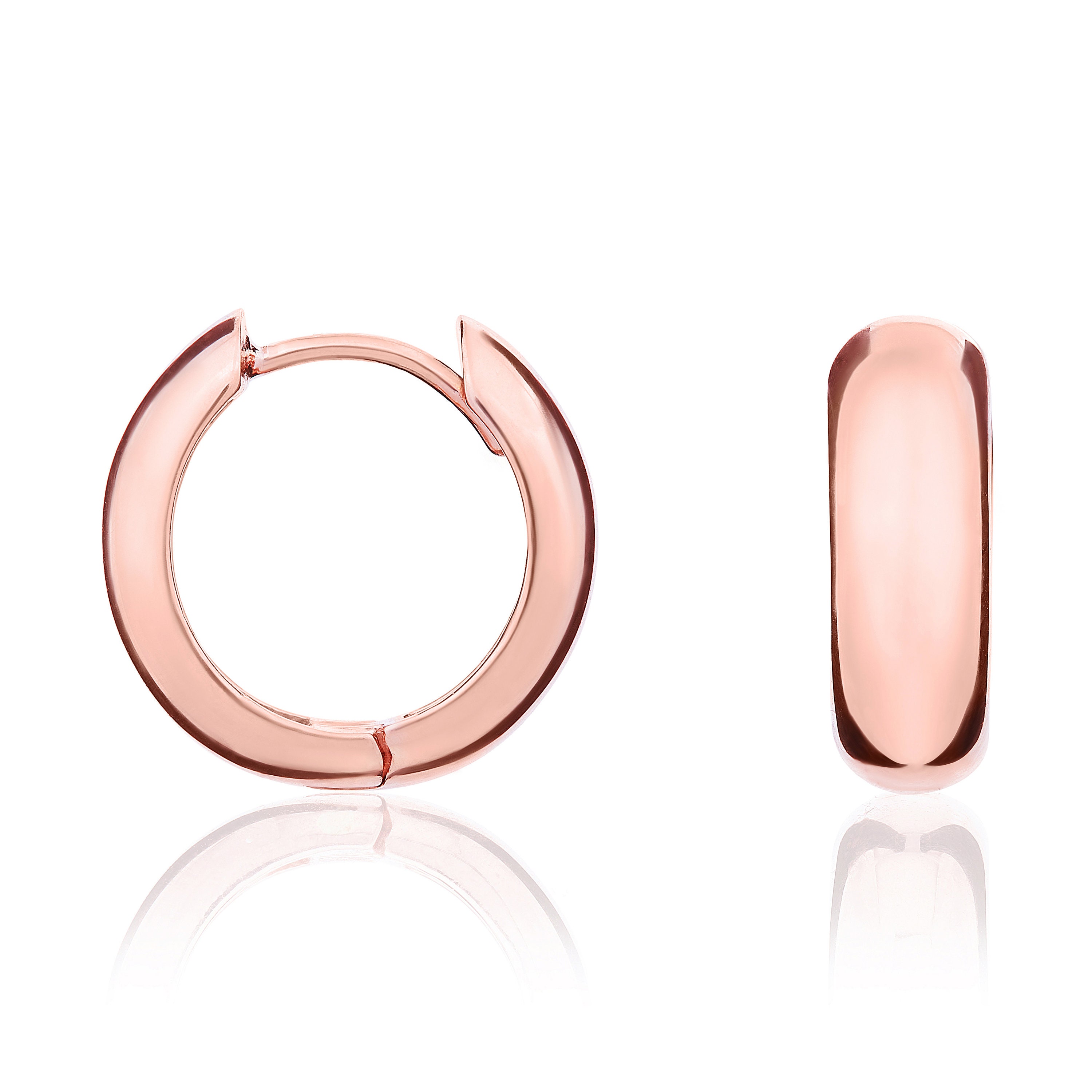 Orecchini a cerchio in oro giallo, rosa o bianco 375, 9 carati, 8 mm di larghezza, completamente massicci - Italia