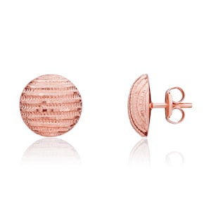 9CT Rose Gold DIA Cut Dome Stud Earrings, 10mm