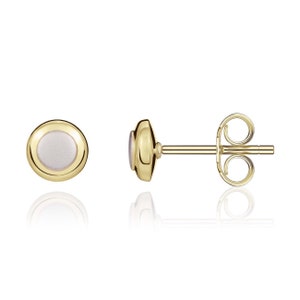 9CT Two Tone White/Yellow Gold Polished Satin Round Stud Earrings