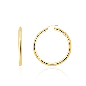 9CT Yellow Gold Round Polished Hoop Earrings
