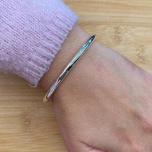 925 Sterling Silver Polished Round Solid Bangle, 4mm