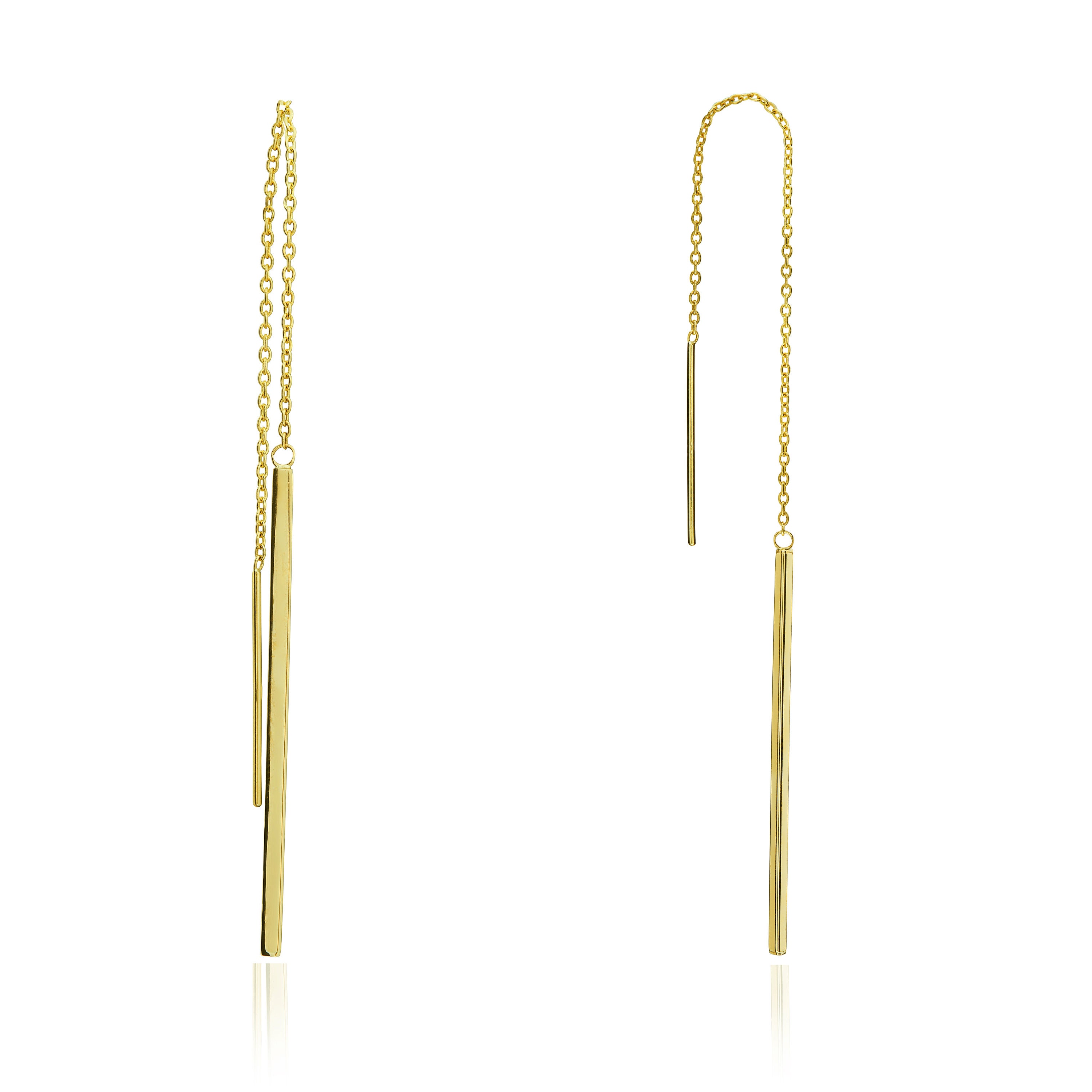 9ct Gold Pull Through Bar Earrings Gold Star 9ct Yellow Gold Pull