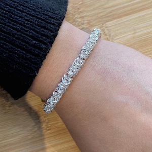 Handmade 925 Sterling Silver 5mm Byzantine Chain Bracelet, Multiple lengths available