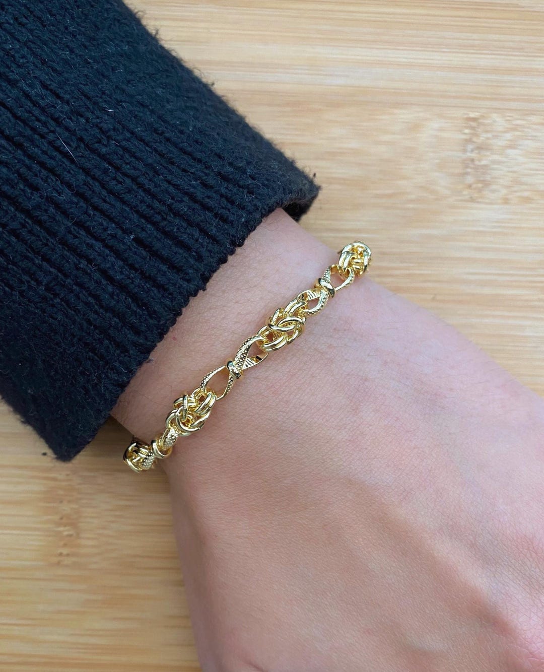 18ct Yellow Gold Vermeil 5.3mm Handmade Byzantine Twist Chain