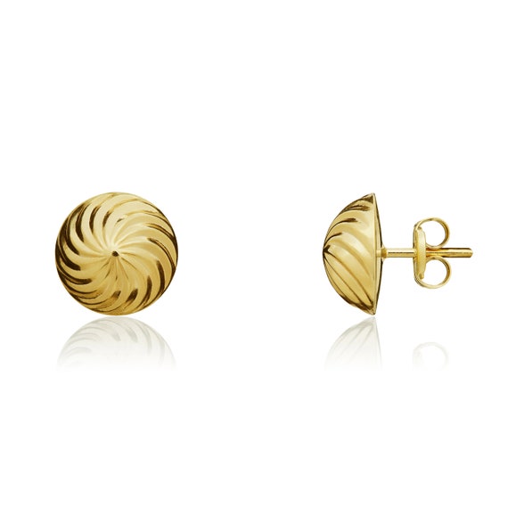 9CT Yellow Gold Swirl Stud Earrings 6mm Etsy