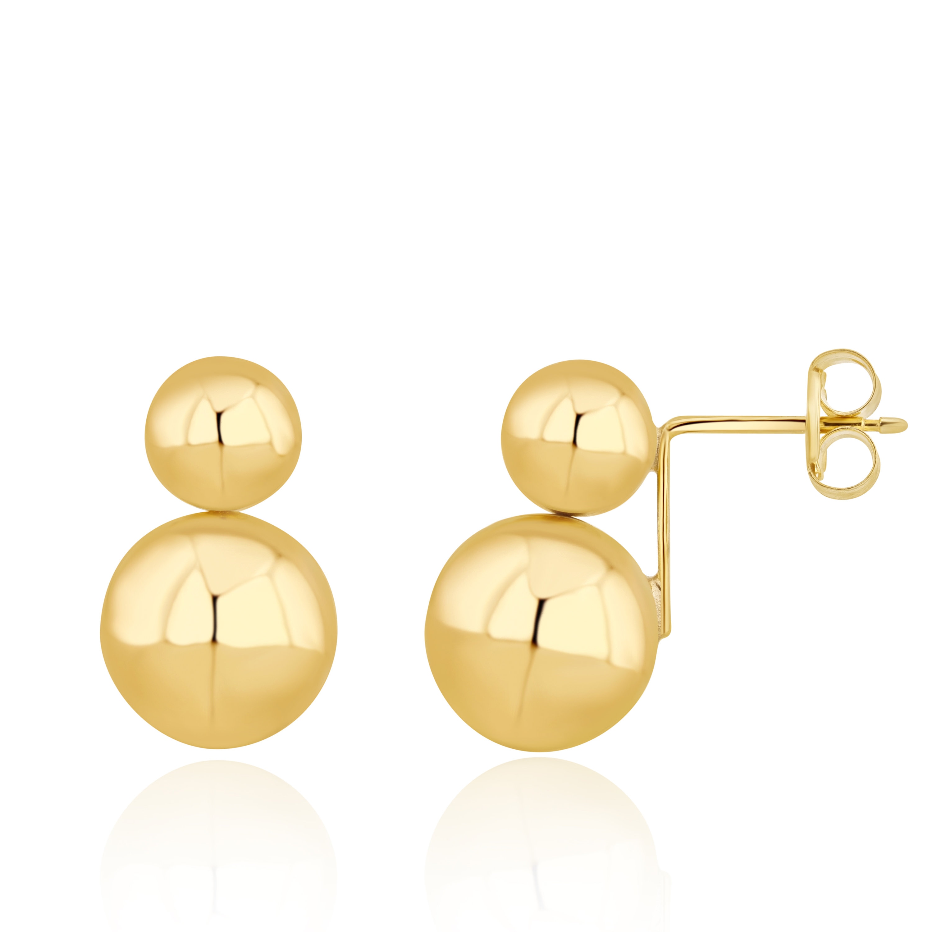 9CT Yellow Gold Double Ball Stud Earrings, 15mm