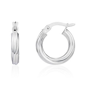 9CT White Gold Twist Hoop Earrings