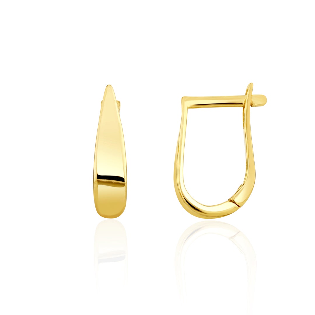 9CT Yellow Gold Polished Stirrup Hoop Earrings - Etsy