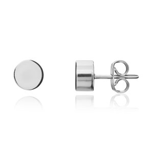 9CT White Gold Polished circle Stud Earrings, 6mm