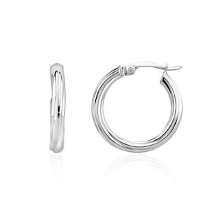 9CT White Gold Twist Hoop Earrings