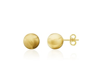 9CT Yellow Gold Satin Ball Stud Earrings, 6mm