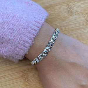 925 Sterling Silber, 6.5 mm schweres Herren Panzerkettenarmband, in verschiedenen Längen erhältlich!