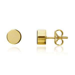 9CT Yellow Gold Polished circle Gold Earrings, 6mm
