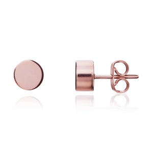 9CT Rose Gold Polished circle Stud Earrings, 6mm