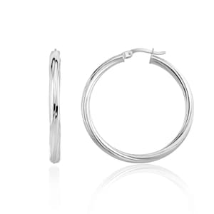 9CT White Gold Twist Hoop Earrings