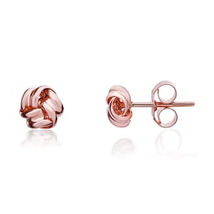 9CT Rose Gold Polished Ribbon Knot Stud Earrings