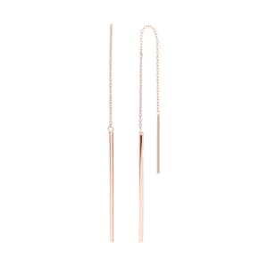 9CT Rose Gold  Bar Pull-Through Drop Earrings