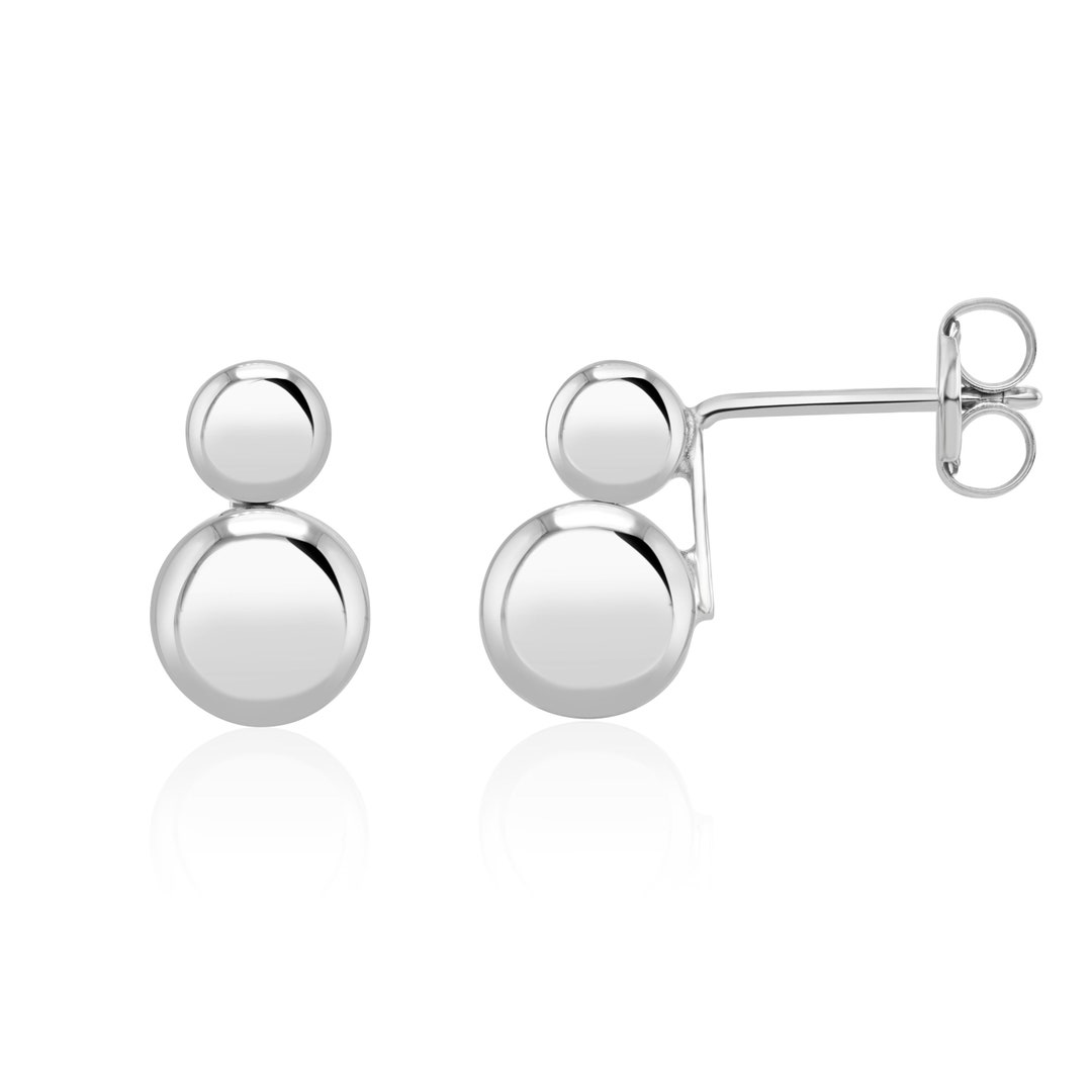 9CT White Gold Double Ball Stud Earrings Etsy UK
