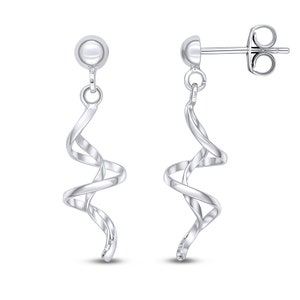 9CT White Gold Spiral Drop Earrings