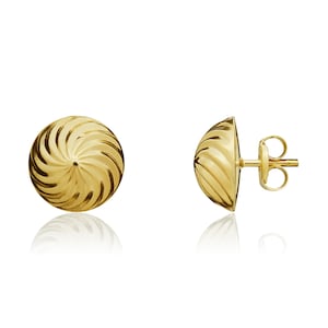 9CT Yellow Gold Swirl Stud Earrings, 10mm