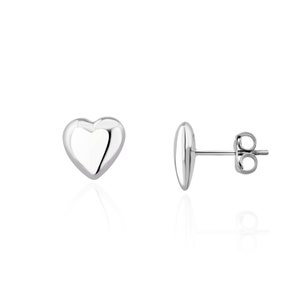 9CT White Gold Polished Heart Stud Earrings