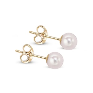 9CT Yellow Gold Akoya Pearl Stud Earrings, 5mm