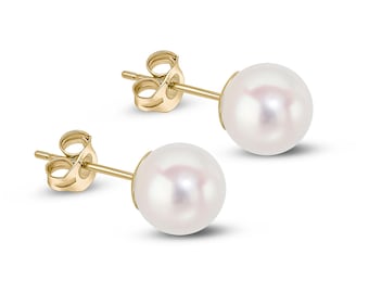 7.5mmアコヤ天然ホワイトパール 18Kゴールド スタッドピアス 1119-2