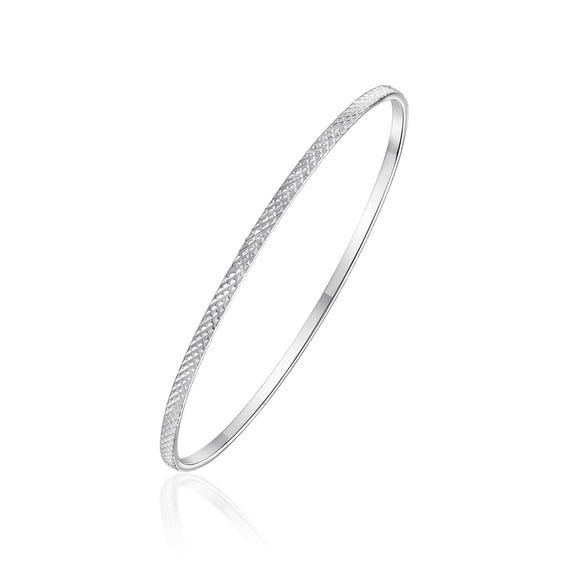 【まとめ／CHTY】FLAT BANGLE by Silver 925 925 Sterling Silver Flat Stacker Bangle With Diamond Cut Pattern