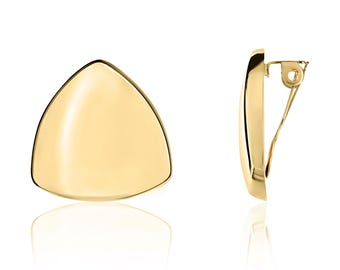 9 Karat Gelbgold, polierte Dreieck Design Ohrclips