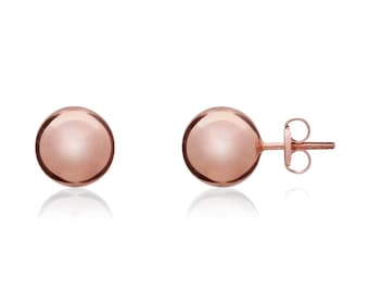 9CT Rose Gold Polished Ball Stud Earrings, 8mm