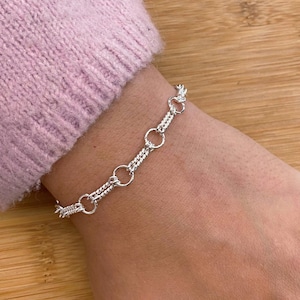 Handmade 925 Sterling Silver Double Twist Bracelet, 7.5"