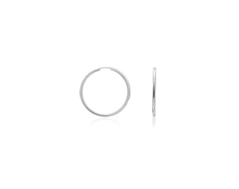 9CT White Gold Thin Sleeper Hoop Earrings