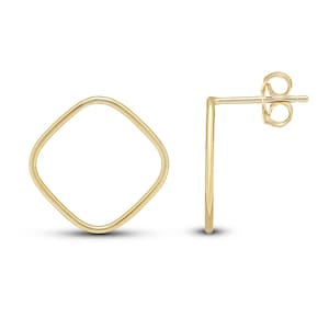 9CT Yellow Gold Open Cushion Stud Earrings