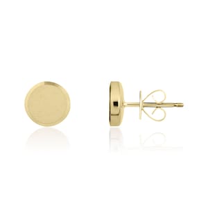 9CT Yellow Gold  Satin Flat Disc Stud Earrings, 10mm