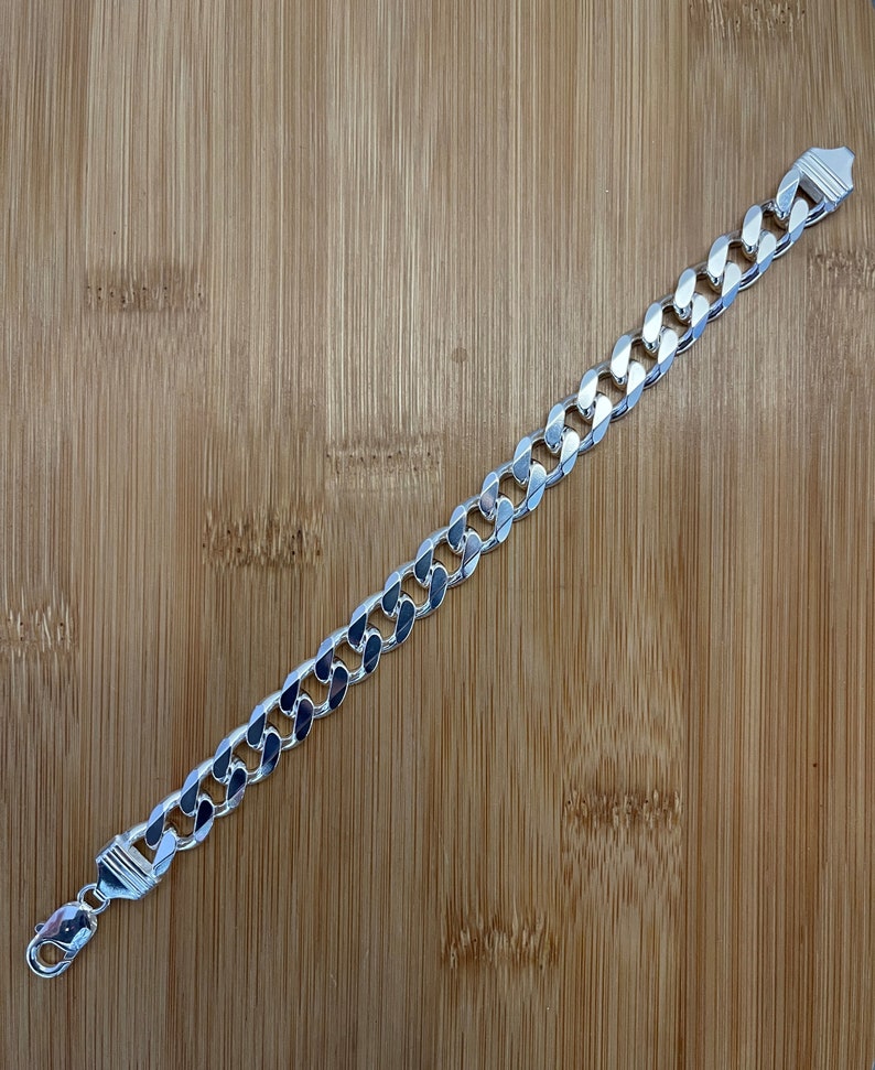 925 Sterling Silver, 11mm Heavy Gents Curb shops Chain Bracelet, 8.5