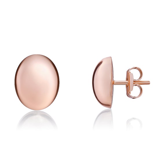 9CT Rose Gold Polished Oval Stud Earrings