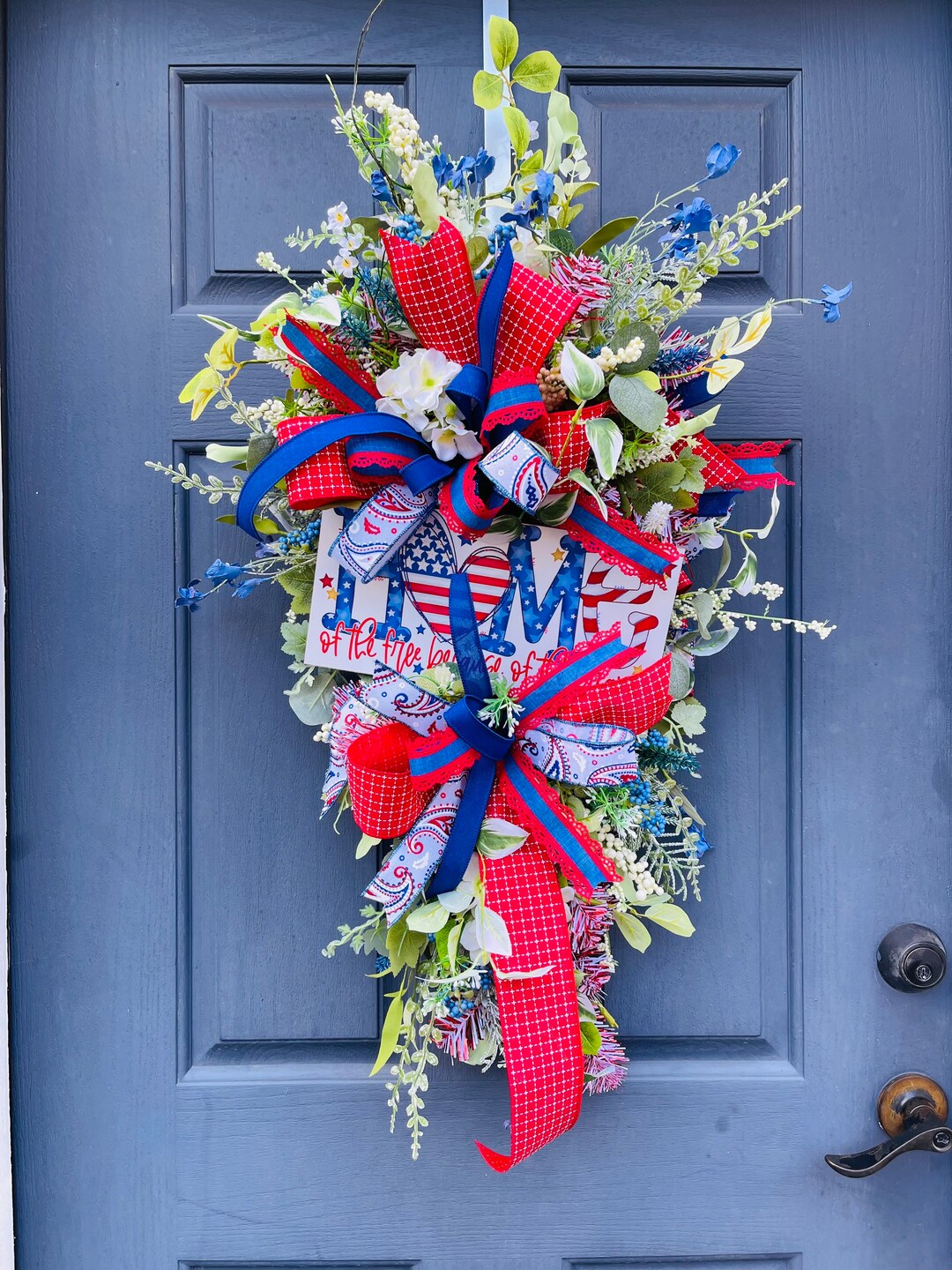 Patriotic Swag Wreath, Stars and Stripe Wreath, Memorial Day Wreath