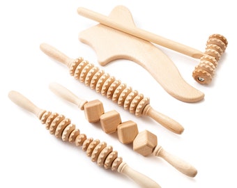 Professional Varnished Wooden Massager Roller Set of 6