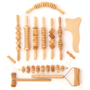 Anticellulite Body Massage Set of 11 Wooden Tools Maderotherapy image 1