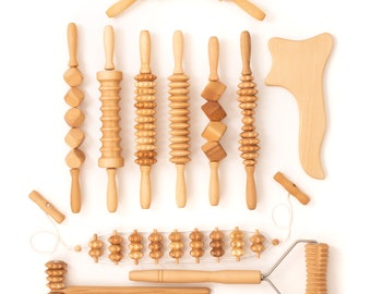 Anticellulite Body Massage Set of 11 Wooden Tools Maderotherapy