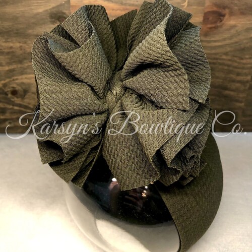 XL Shredded Ruffle Powder Blue Head Wrap Bow Over the Top Etsy