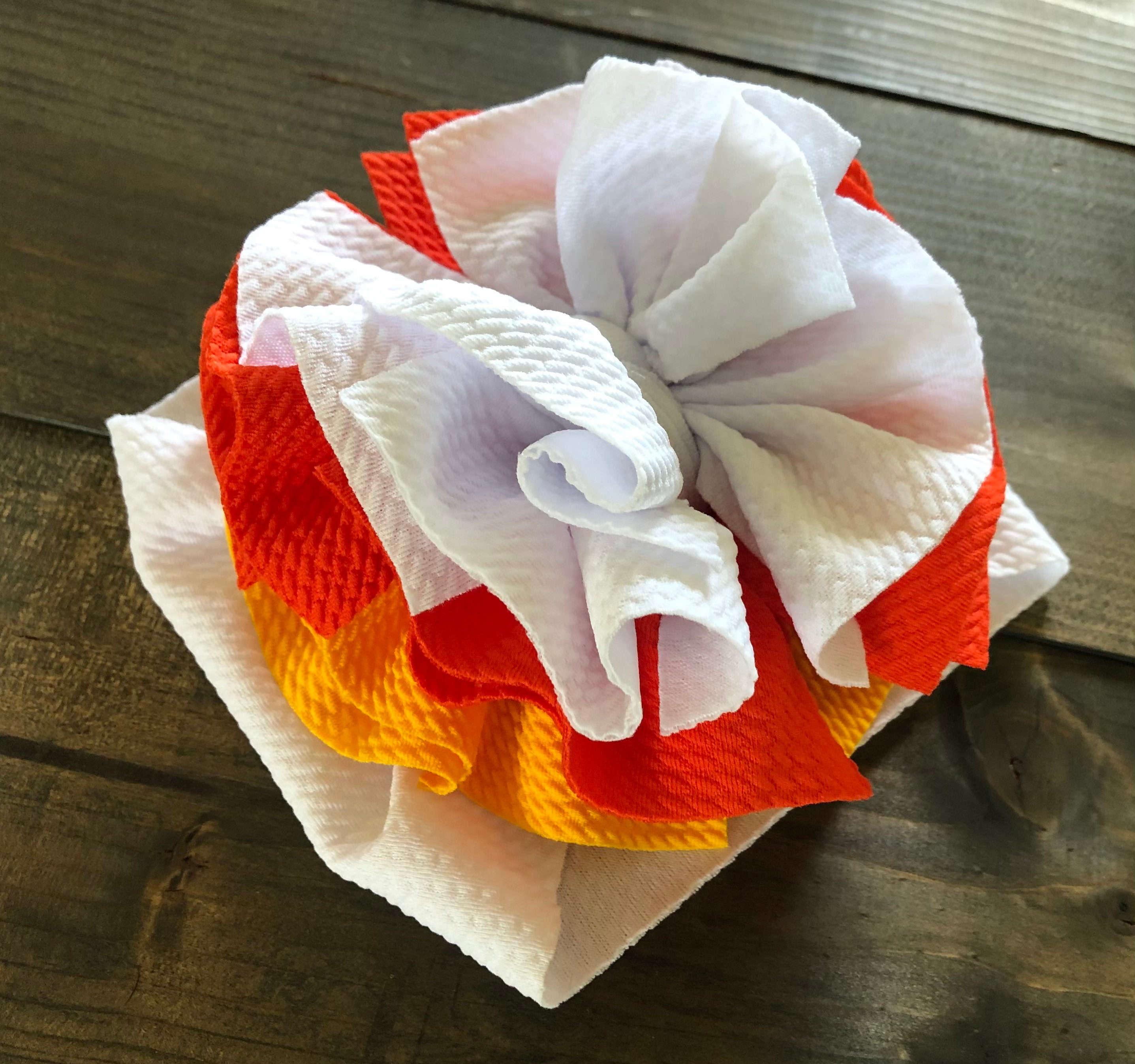 XL Shredded Ruffle Candy Corn Head Wrap Bow Candy Corn Bow Etsy