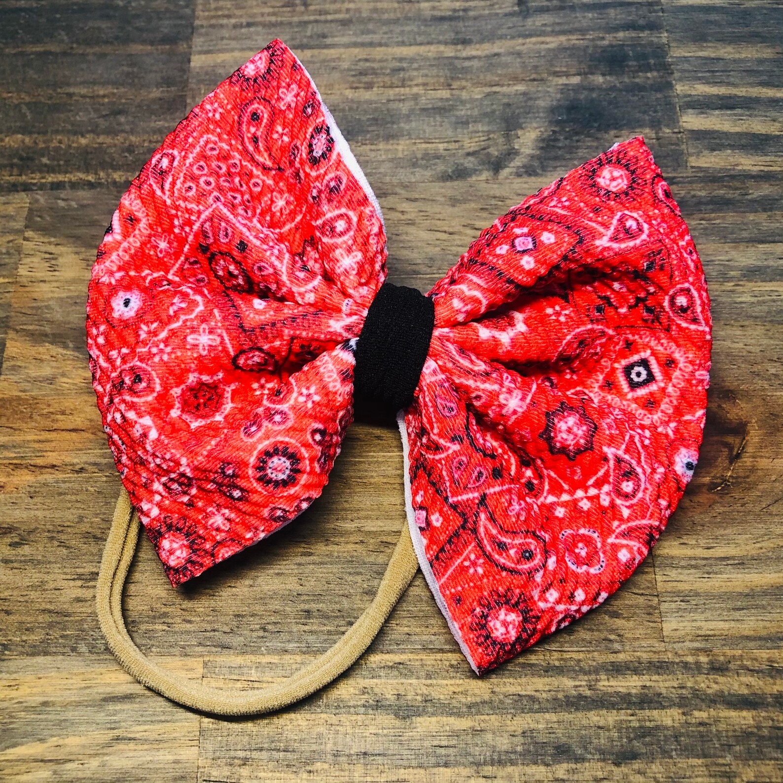 Red Bandanna 5 Inch Hair Bow Nylon Headband Western Wear Etsy
