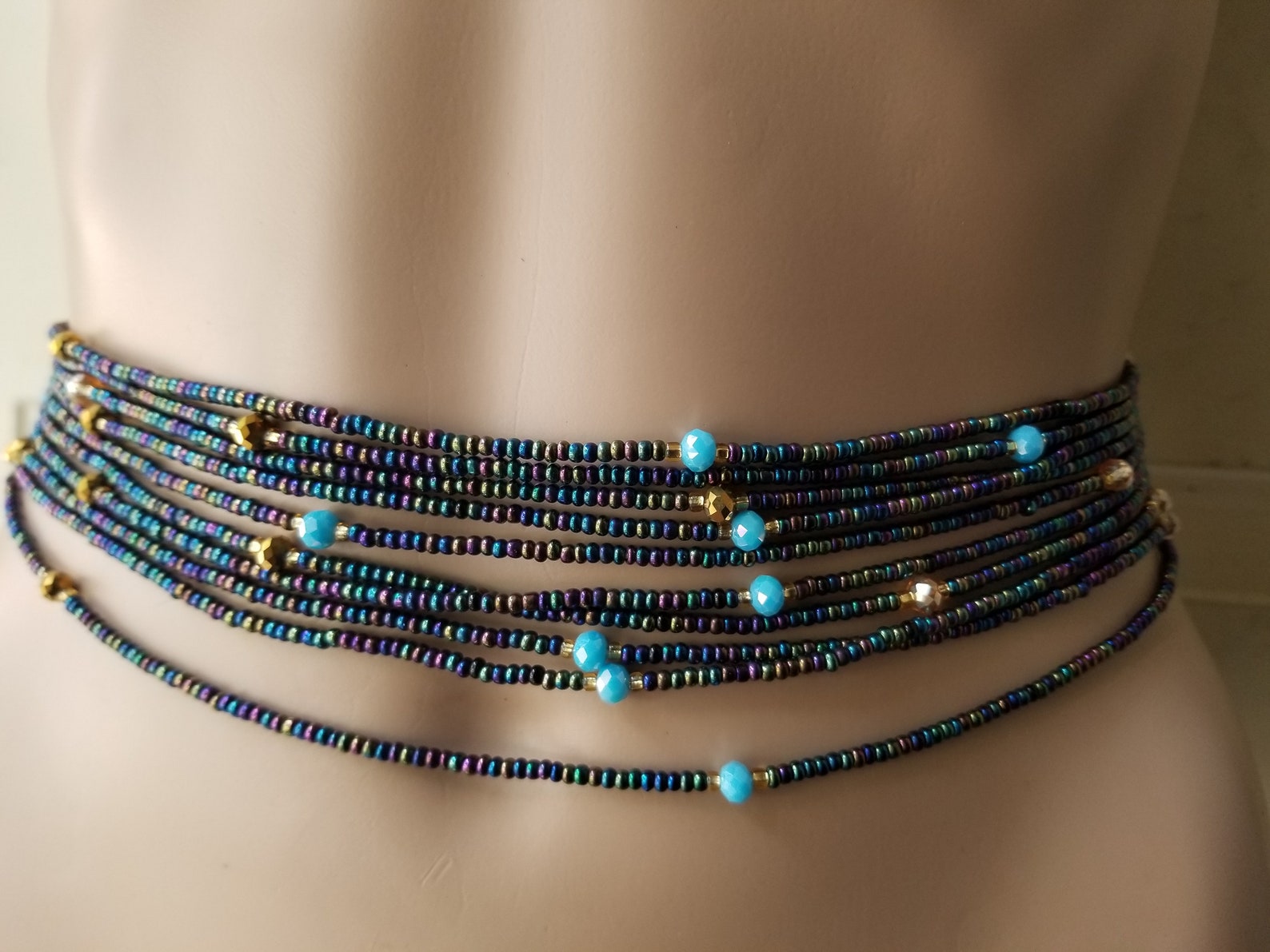 Black Iridescent Beads Women Belly Chain Waist Beads Etsy